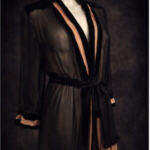 FREE PEOPLE- impossible to find blush and black velvet duster